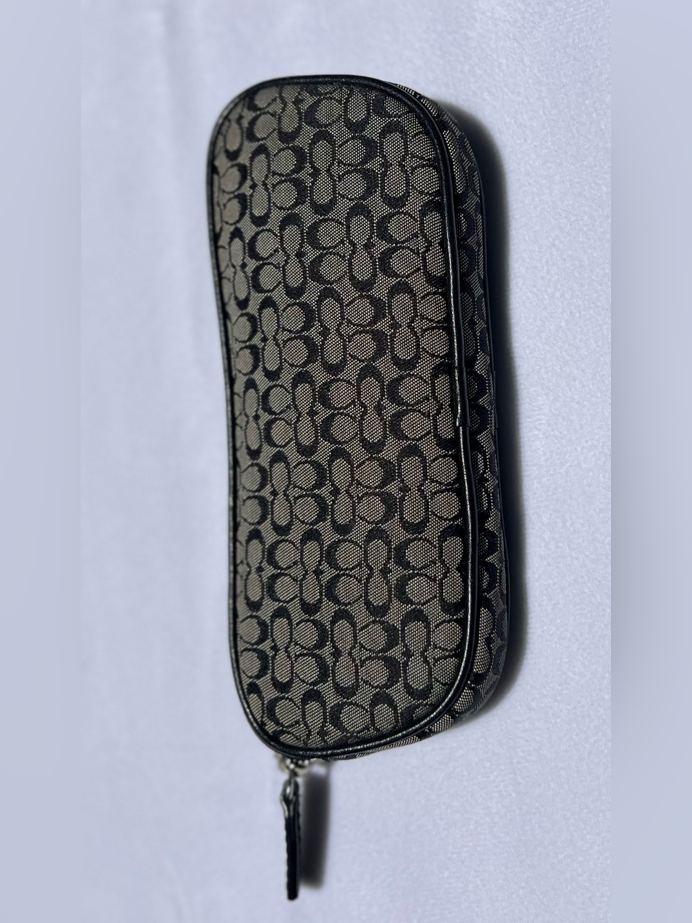 Coach Signature C Canvas Jacquard Eyeglass Zip Pouch in Black and Khaki